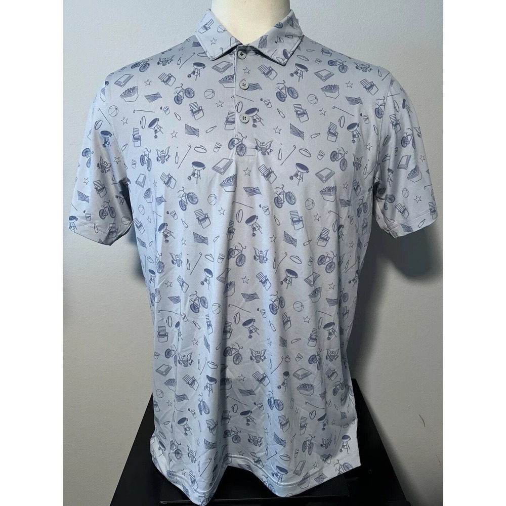 NEW Puma Volition America Men's Size Medium Blue Block Party Polo Shirt M